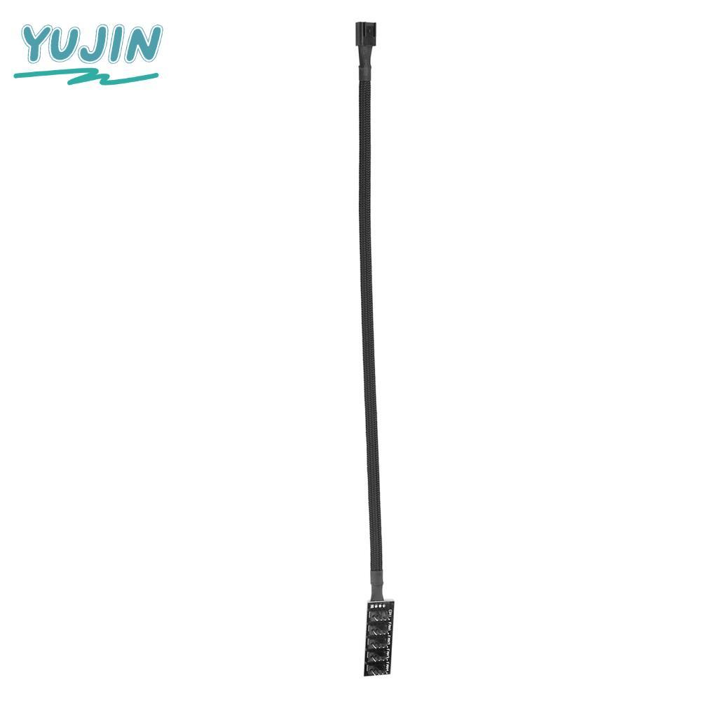 YUJIN PWM Fan Hub, 4-Pin Braided Cable Fan Splitter Hub, ความเร็วสูง 1 หญิง 5 ชาย 5 พอร์ต PC Fan Hub