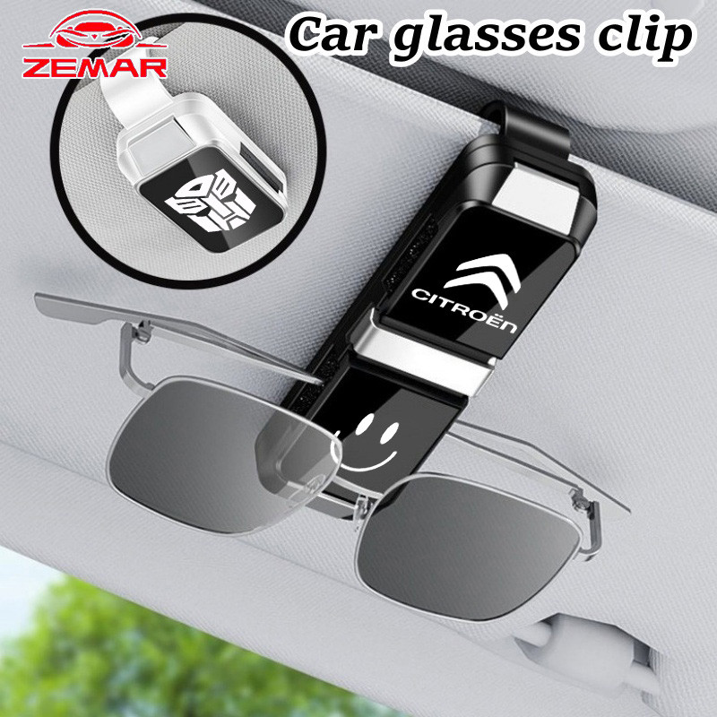 Citroen รถแว่นตาผู้ถือแว่นตาคลิปคู่รถแว่นตากันแดดคลิป Sun Visor ผู้ถือแว่นตา Universal การ์ดคลิปตั๋ว