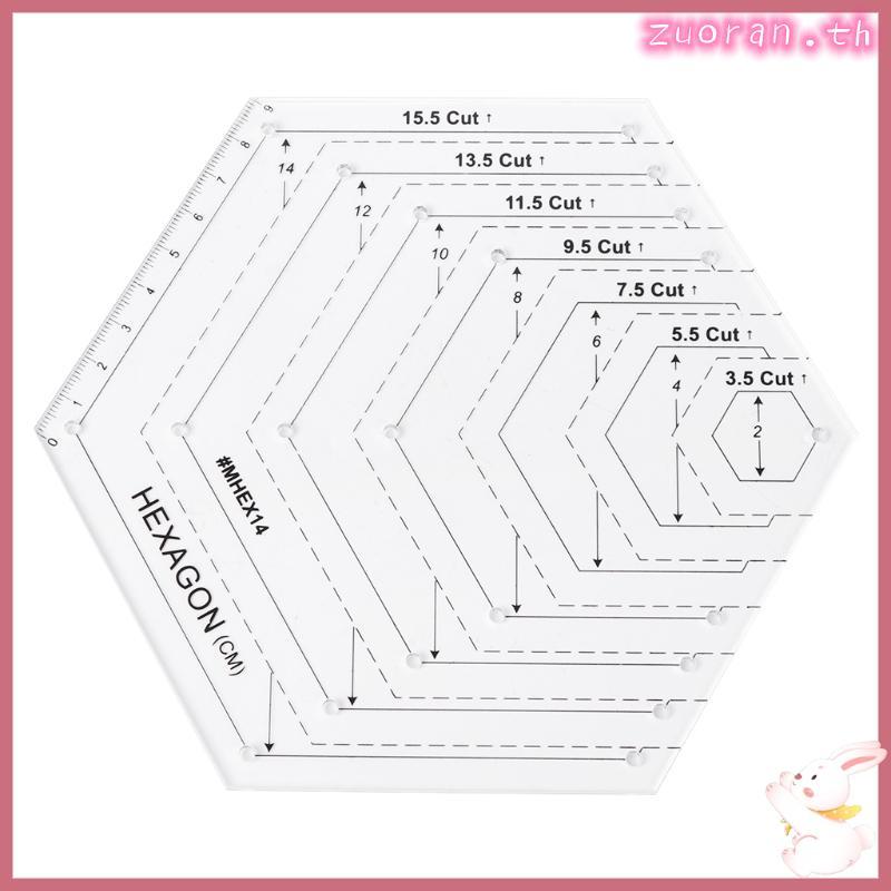 ZUO ไม้บรรทัดควิลท์หกเหลี่ยม Patchwork แม่แบบพลาสติก DIY เครื่องมือเย็บผ้าที่มีประโยชน์