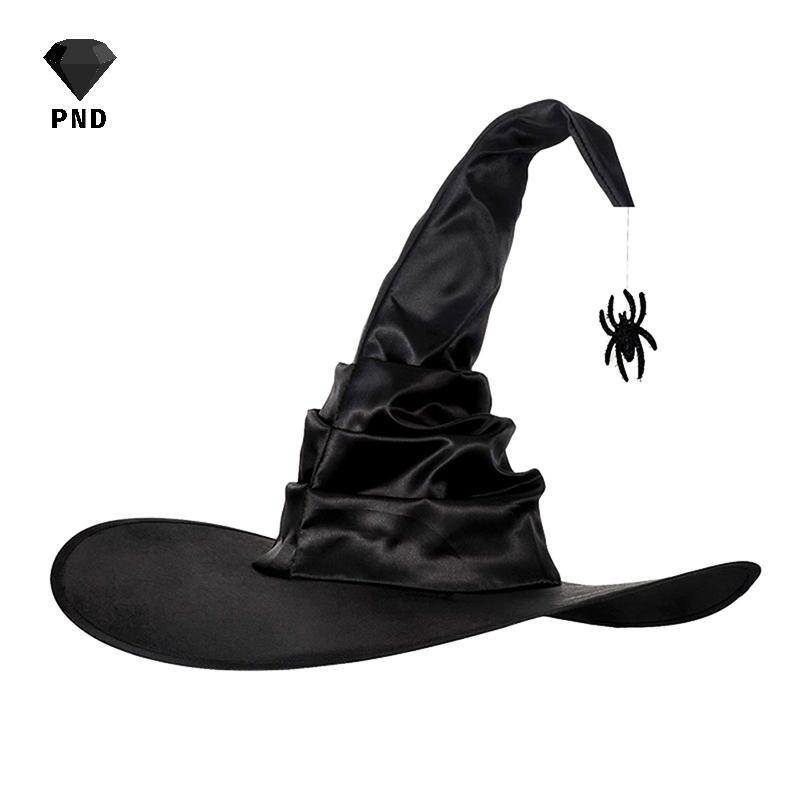 PND ฮาโลวีนพับแม่มด Wizard หมวกเครื่องแต่งกายหมวก Devil หมวกคอสเพลย์ Props อุปกรณ์ตกแต่งสําหรับผู้ให