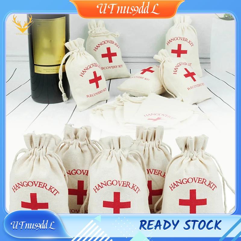 [UTnus9ddL] 50 ชิ้นงานแต่งงานโปรดปรานผู้ถือกระเป๋าHangover Kitกระเป๋าสําหรับแขกสีแดงผ้าฝ้ายผ้าลินินP