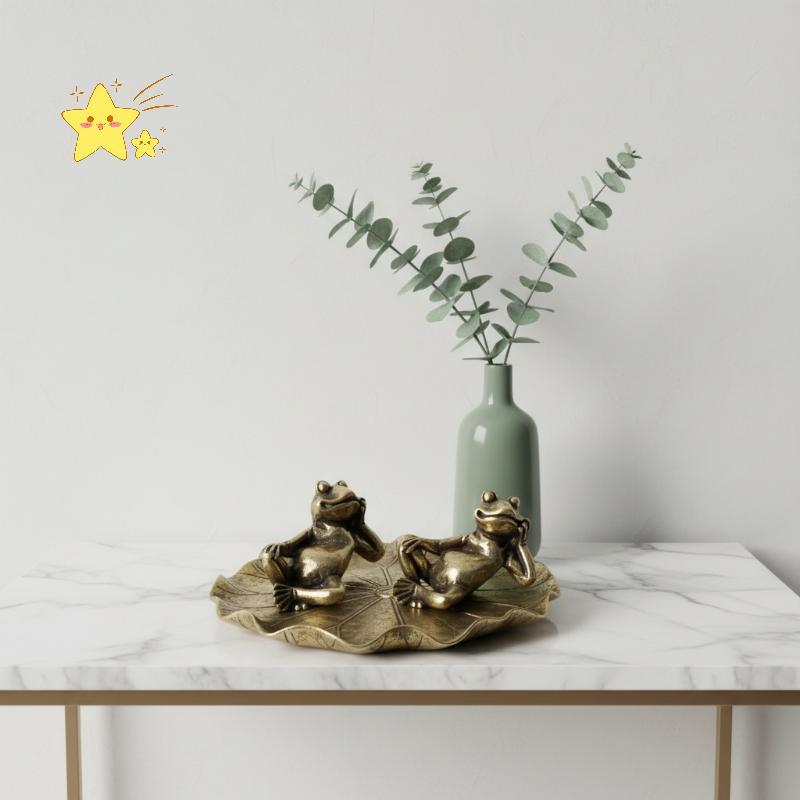 [JBTH] 1 ชิ้น Mini Lotus Leaf กบตุ๊กตา Sleeping ตําแหน่งกบเครื่องประดับทองเหลืองทองแดงสัตว์ชาสัตว์เล