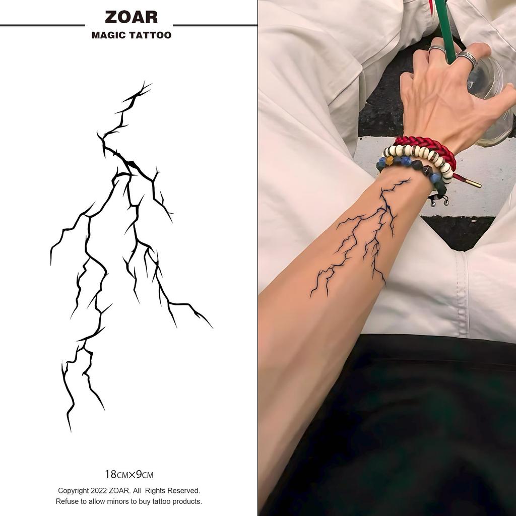 !!ส่งไทย!! แทททูกันน้ำ ZOAR รอยสักสมุนไพร กึ่งถาวร ติดทนนาน 2 สัปดาห์ เหมือนจริง กันน้ำ กันรอย Magic Tattoo สีดำ black