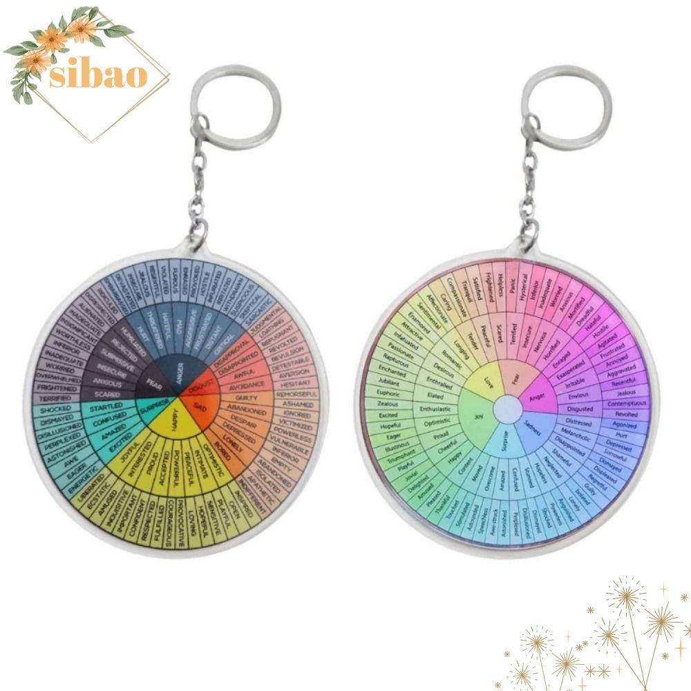 SIBAO Feelings Wheel Keychain Double Sided Emotion Round Car Keyring