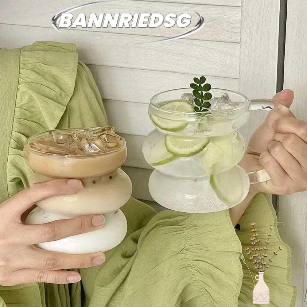 เพื่อนNRIEDSG989YR แก้วกาแฟแก้ว, ถ้วยลาเต้แก้วในครัวเรือนไม่สม่ําเสมอ, พร้อมที่จับรูปร่างแก้วอาหารเช