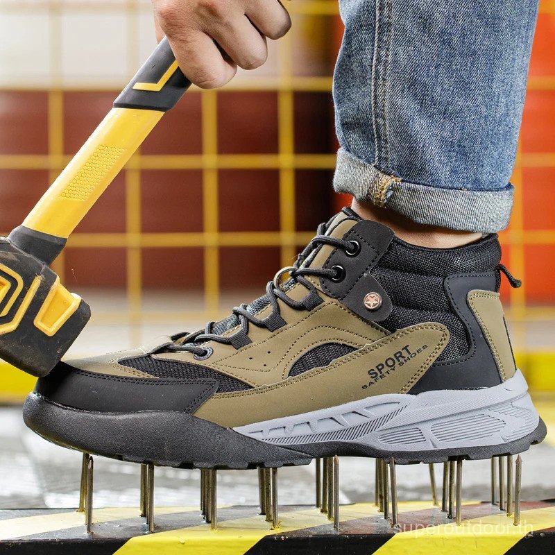 Outdoors Safety Shoes Men รองเท้าทําลายทะลุ รองเท้าทํางาน รองเท้าหัวเหล็ก ทนต่อการสึกหรอ รองเท้าป้อง