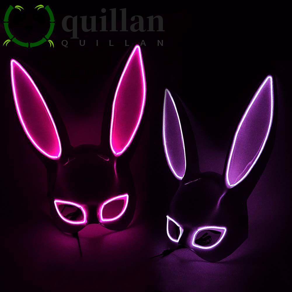QUILLAN Party Mask Props Kitsune Rabbit Mask คอสเพลย์ Headwear Bunny Mask ไฟ LED Light up Mask