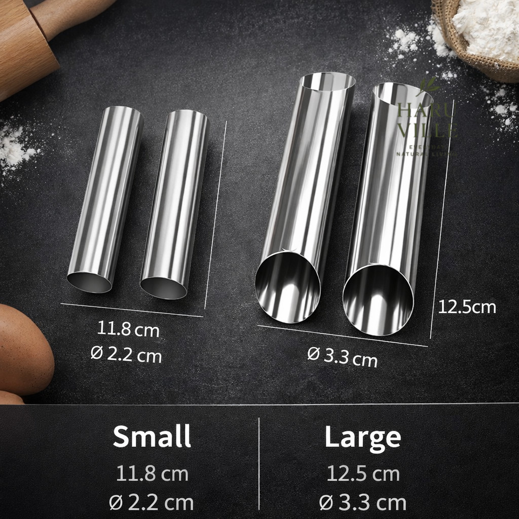 พิมพ์กรวยสแตนเลส ทำครีมฮอร์น / Cannoli / กรวยพาย Cream Horn Mold Stainless Steel อุปกรณ์เบเกอรี่
