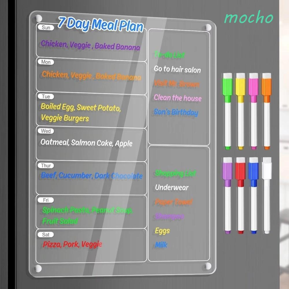MOCHO Magnetic Acrylic Weekly Planner, โปร่งใสตู้เย็นรายสัปดาห์, Frameless ที่ถอดออกได้พร้อม 3/8 Mar