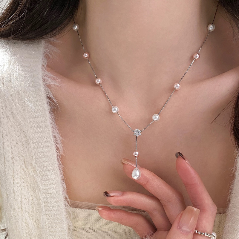 สร้อยคอมุก Zircon กับ Gypsophila แบบหรูหราใหม่