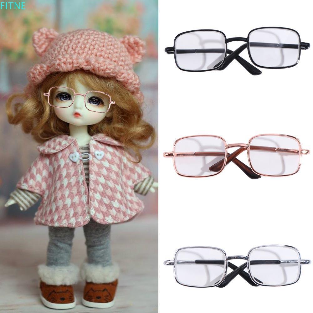 FITNE Preppy Cotton Doll Glasses, 8.5 CM Lovely Idol Plush Doll Glasses, Cute Square Cartoon Golden 