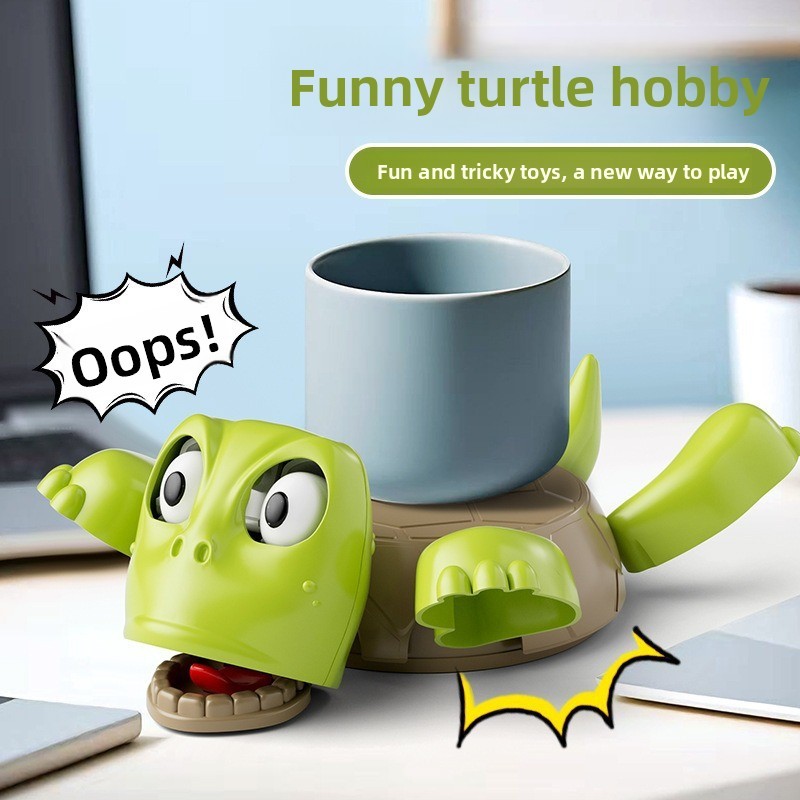 Funny Turtle Coaster Creative Humorous Desktop Coaster "Press Me" Turtle Staring Eyes Toy Ornament
