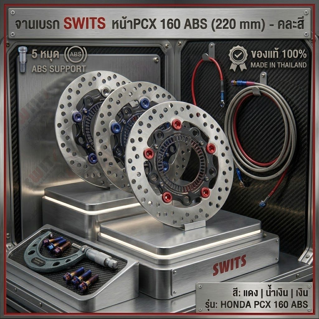 จานเบรค Pcx160 ABS ตรงรุ่น SWITS แท้ จานเบรคแต่ง จานแต่ง จานดิส งานไทย ตรงรุ่น จานหน้า ขนาด220มิล พร
