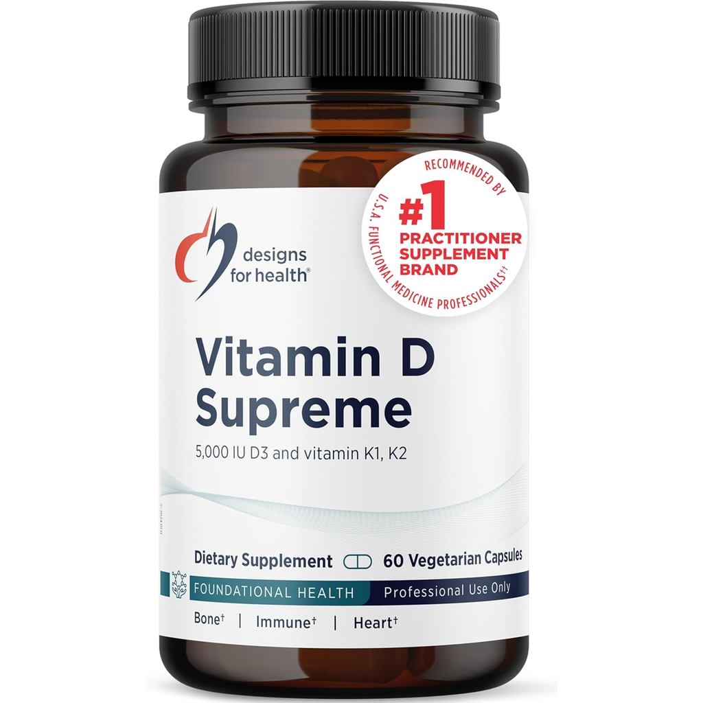 Designs for Health Vitamin D Supreme - Vitamin D 5000 IU with 2000mcg Vitamin K as MK4 for Bone Heal