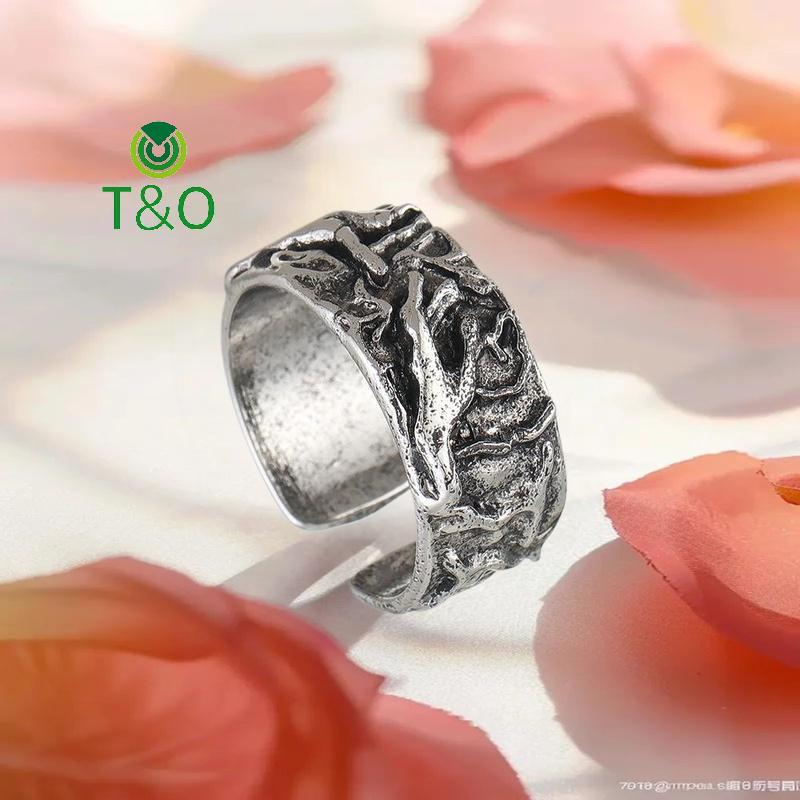 [T&OT] Vintage Religious Belief Open Rings For Men Retro The Hand Of God Artistic Masterpieces Open 