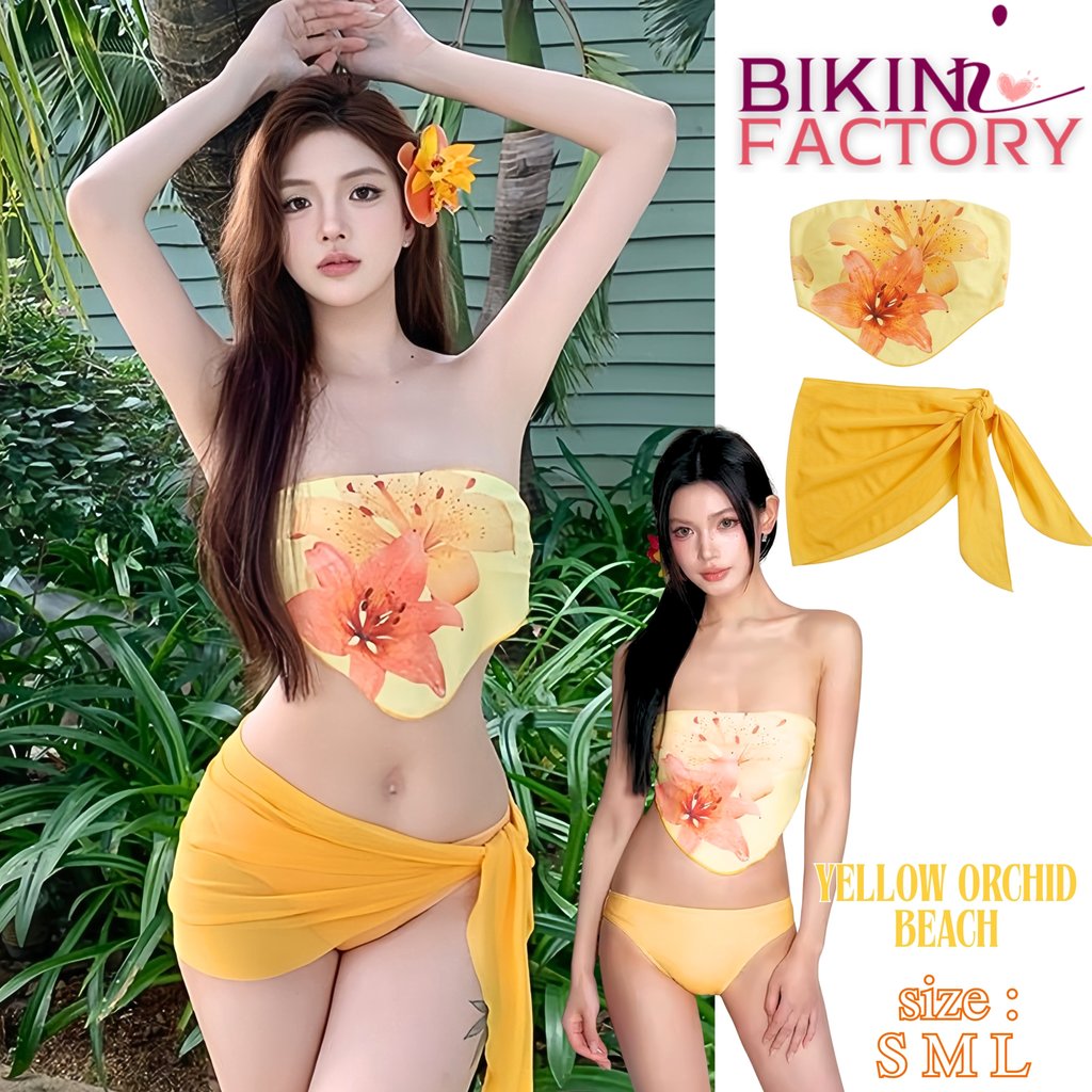 BIKINI FACTORY บิกินี่ ชุดว่ายน้ำ bikini 3 ชิ้น เกาะอก beach มีฟองน้ำ 🍩 มีไซส์ S-L | น้ำหนัก 38-58 กก. Y653