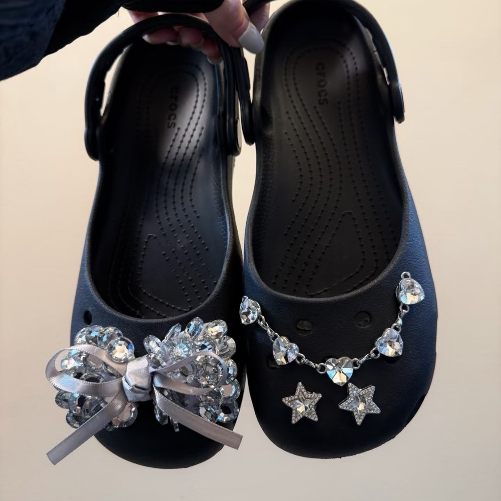 CROCS บลิงโบว์คริสตัลรองเท้าเสน่ห์สําหรับจระเข้,น่ารัก ทําเอง อุดตันตกแต่ง,แฟชั่น พลอยเทียม เครื่องประดับสําหรับผู้หญิง