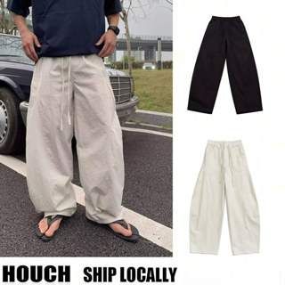 Houch พร้อมส่ง COD กางเกงทรงหลวมเชือกรูดสำหรับผู้ชาย ออกแบบเ…