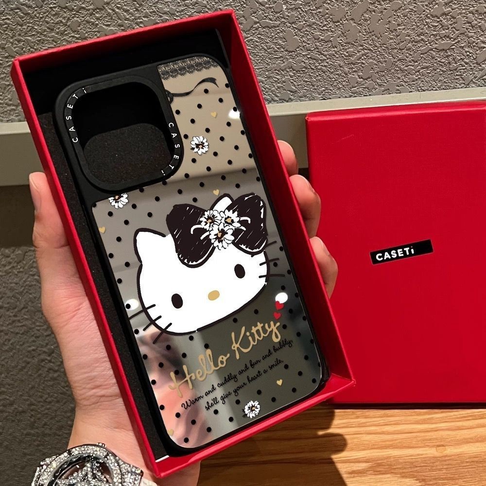 CASETIFY Co-Branded Polka Dot Bow KT Cat iPhone16promax เคสโทรศัพท์ 15/14/13 กระจก 123C 03.14.02