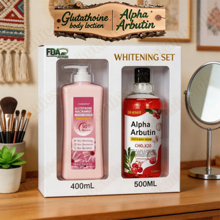 Alpha Arbutin Face Body Serum and Glutathione Niacinamide Body Lotion for Skin Whitening Anti-Aging