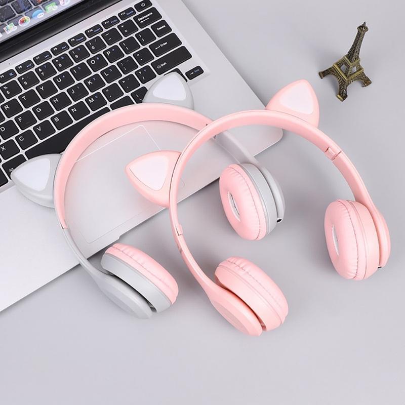 หูฟังบลูทูธไร้สาย รุ่น P47M ไฟLed หูฟังเกมส์มิ้ง หูฟังหูแมว Bluetooth Wireless Headphone  สนับสนุน ส
