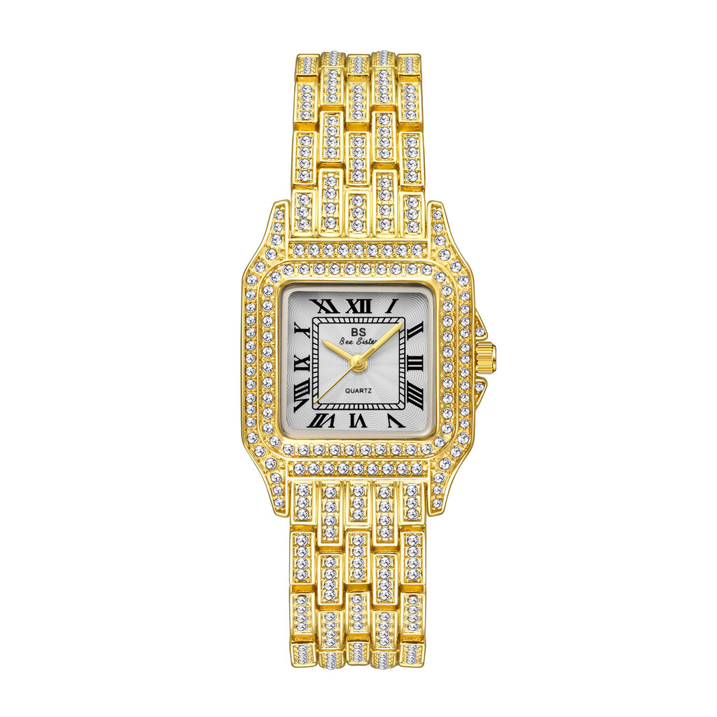 BS New hot-selling watch: Cartier Roman full-diamond small square watch for women FA1612