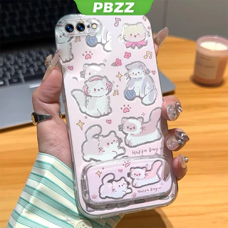 PBZZ FOR เคส เคสสําหรับ iphone 7 plus iphone 8 plus iphone se 2 2020 ipnone se เคสโทรศัพท์ Softcase ซิลิโคนกันกระแทกฝาครอบใสดีไซน์ใหม่ความงาม CARTOON CAT พร้อมที่วาง TKYYMZJ01