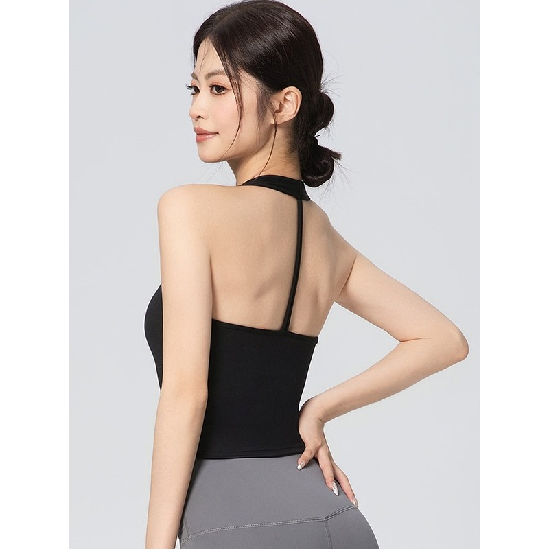 sport bar ผู้หญิง sport bra สไตล์ใหม่ปี 2025 สายคล้องคอมากีฬา กับเสื้อกั๊กวิ่งแบบกันกระแทก สำหรับโยค