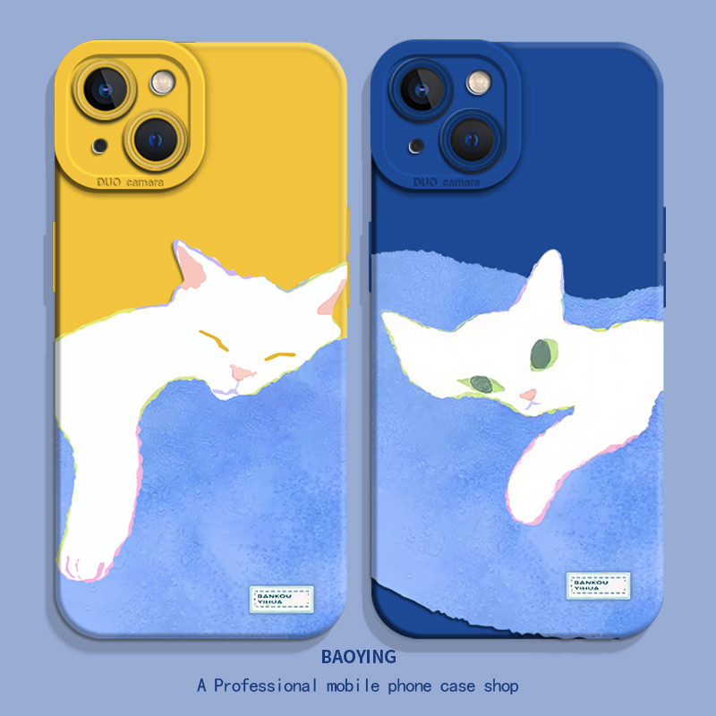 iqoo 13 case iqoo z9 5g เคส ลูกแมวขี้เกียจเหมาะสําหรับ iQOO15 เคสโทรศัพท์ neo10Pro + แมวสีขาว z9turb