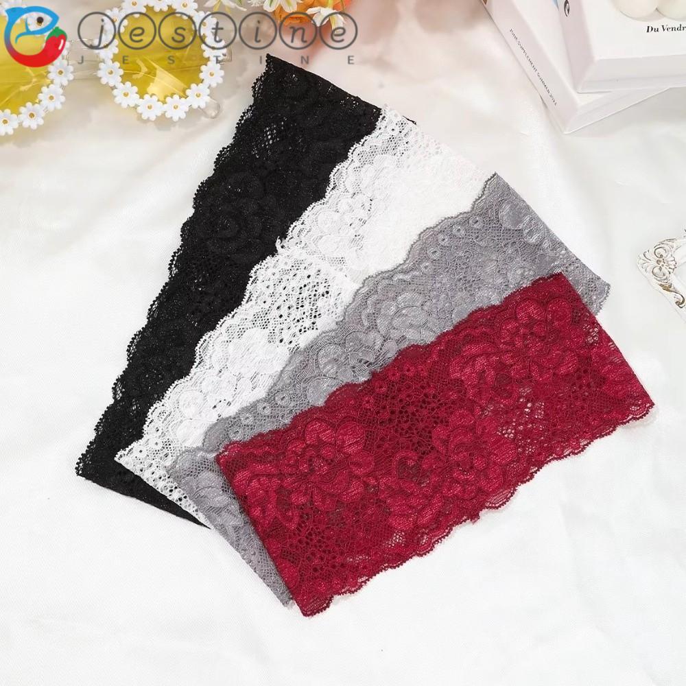 JESTINE ที่คาดผมลายดอกไม้ลูกไม้ แบบ Hollow-Out น้ำหนักเบา มีตาข่ายสเปนด็กซ์breathable สไตล์เกาหลี