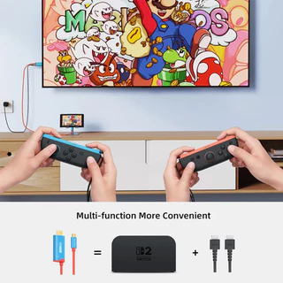 DOCK แบบพกพา Nintendo Switch2/OLED/Switch USB C to HDMI อแดปเตอร์ 2m รองรับการชาร์จ 4K 100W PD สาย HDMI