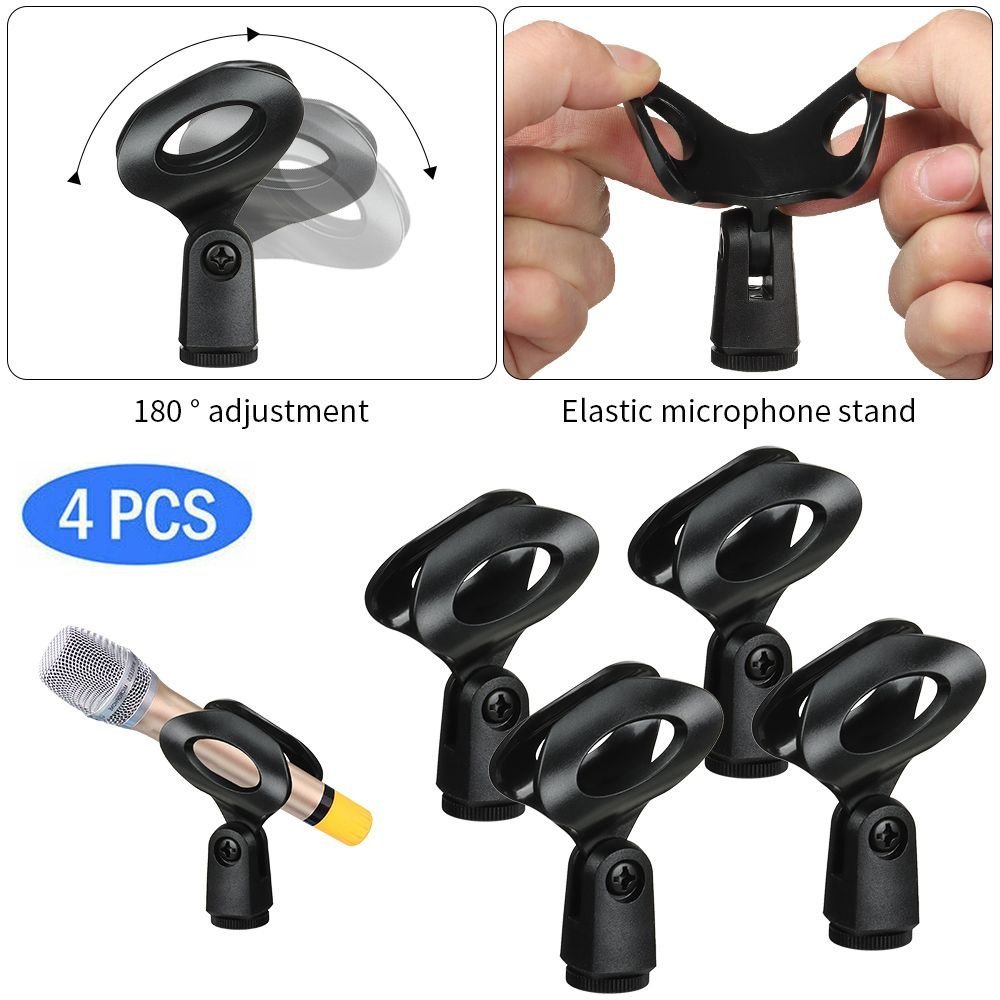 4 Packs Universal Microphone Clip for Shure Mic Mount Holder Handheld Wireless/Wire Mic Rotatable Du