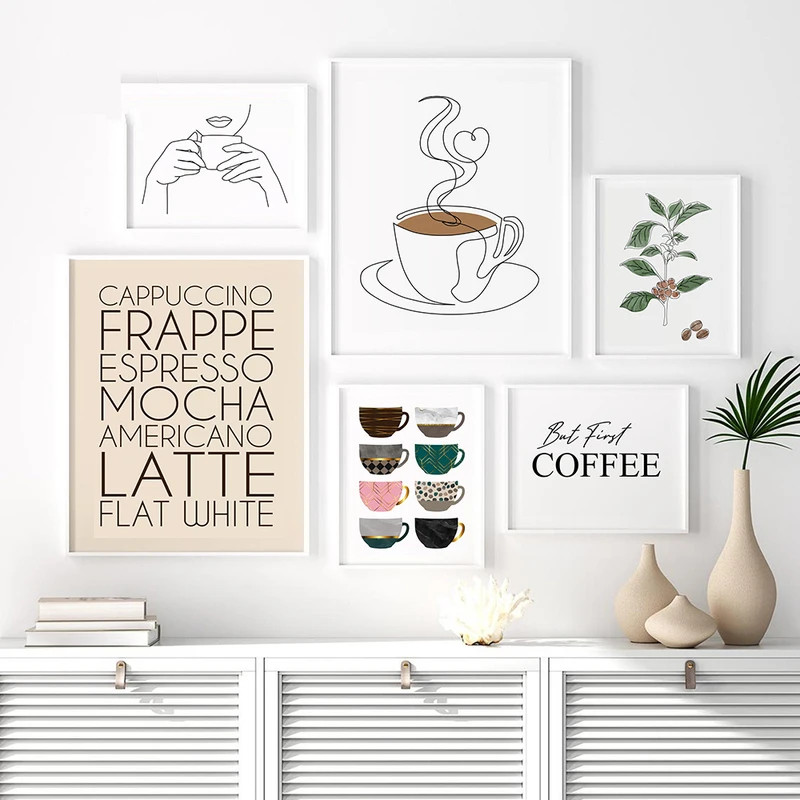 แต่กาแฟแรกมินิมอลถ้วยกาแฟครัวศิลปะพิมพ์โปสเตอร์นอร์ดิกผ้าใบผนังภาพวาดภาพห้องนั่งเล่นตกแต่งบ้าน