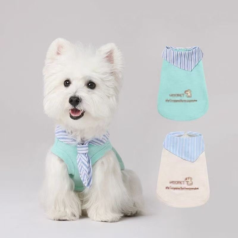 41 เสื้อผ้าสุนัขเสื้อกั๊กบางสไตล์ Preppy Anti-Lint Breathable West Highland Schnauzer Bichon สุนัขขน