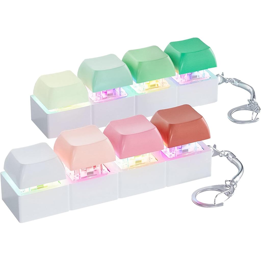 Mintcaps คีย์บอร์ด Fidget ของเล่น - 2 ชิ้นคีย์บอร์ด Clicker พร้อมไฟ LED Fidget คีย์บอร์ดพวงกุญแจ Fid