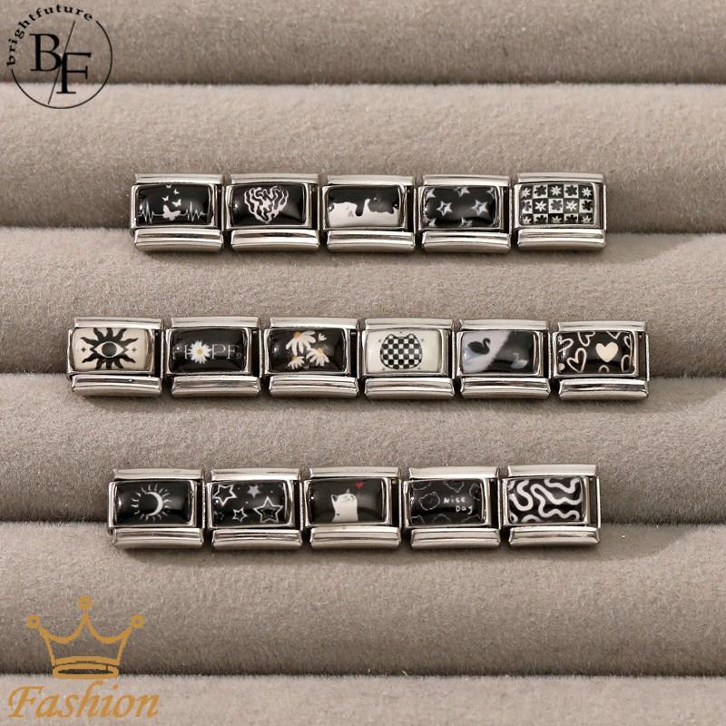สร้อยข้อมือสแตนเลส 9 มม. ออกแบบด้วย.charm เป็ดนางฟ้าลาย꽃สไตล์อิตาเลียน สำหรับทำเองเป็นเครื่องประดับ และอุปกรณ์เสริมในสไตล์เรโทร