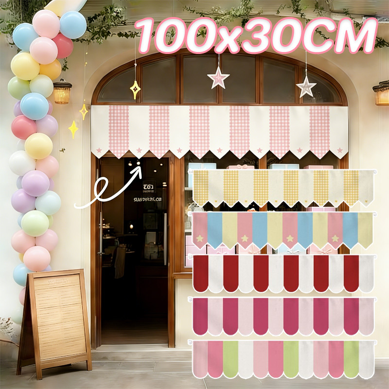 COD ม่านธง สามเหลี่ยม 100x30CM หลายสี ตกแต่งผ้าม่าน ตกแต่งบ้าน สามเหลี่ยม ม่านประตูเล็ก