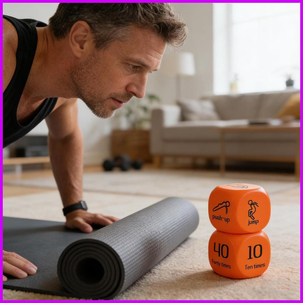 ฟิตเนสลูกเต๋า 6 ด้านกีฬาเกม 2 ชิ้นออกกําลังกายลูกเต๋าเกมรวม Push Ups Lunges และกระโดดสําหรับวัยรุ่น 