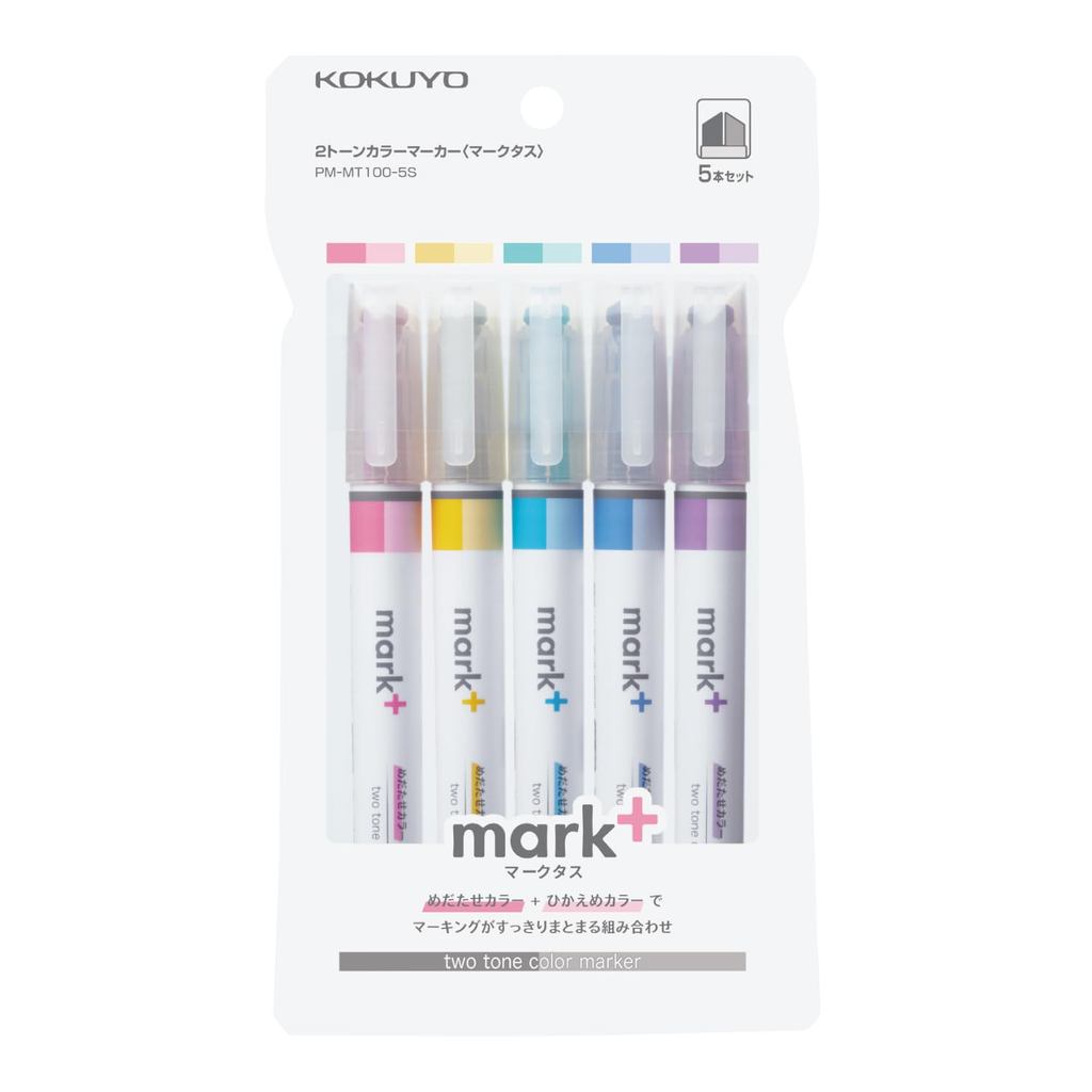 KOKUYO Two-Tone Highlighter Markers 5-Color Set PM-MT100-5S2, Japan Diary/ Journal Stationery