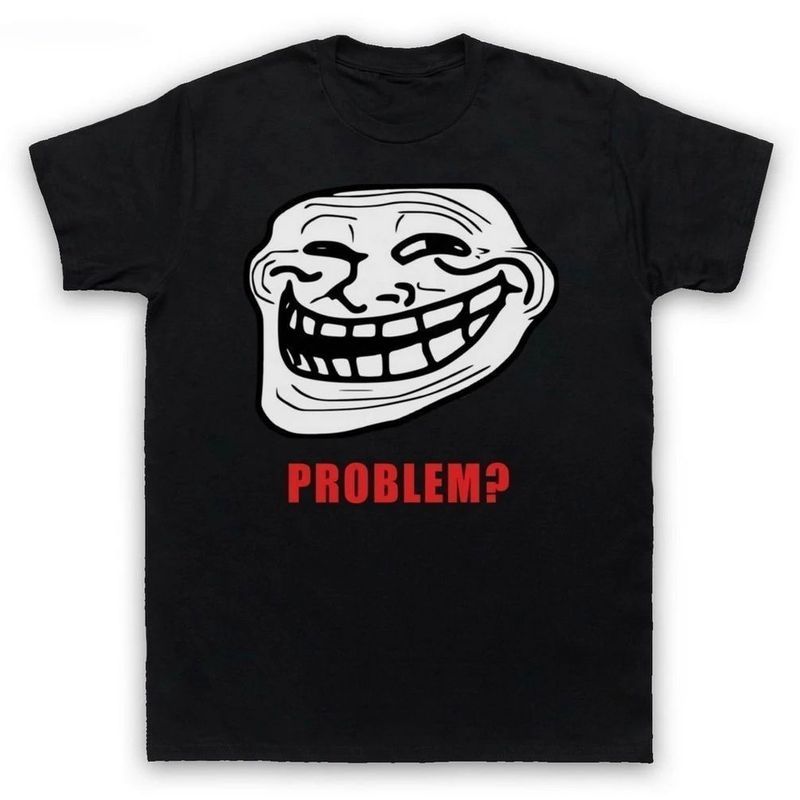 เสื้อยืดแขนสั้นพิมพ์ดอกไม้และTroll Face สไตล์การ์ตูนตลก