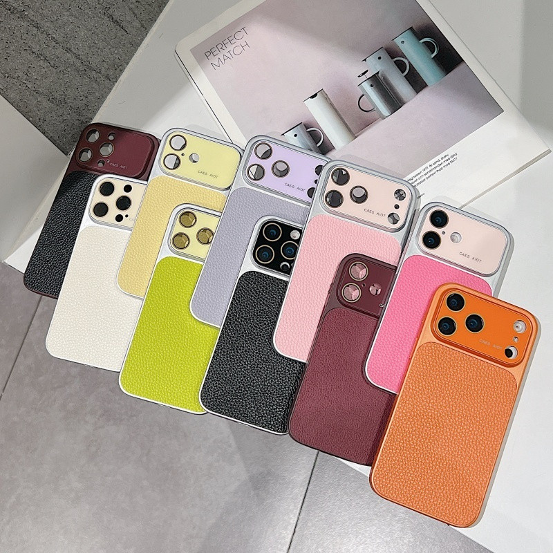 เปลือก บางเฉียบสีคู่หน้าต่างขนาดใหญ่หนังลิ้นจี่ลายสีชมพูเคสโทรศัพท์เหมาะสําหรับ ไอโฟน 11 12 13 14 15 16 17 มือโปร สูงสุด รวมทุกอย่างพร้อมฟิล์มเลนส์ฝาครอบป้ ราคา ถูกที่สุด ดีลบีเคเค แกลเลอรีภาพที่ 5