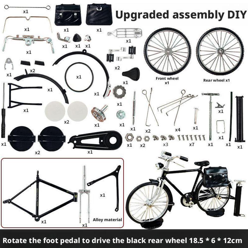 Diy Mini Alloy จักรยานรุ่น Retro จําลองโลหะจักรยานประกอบของเล่นเพื่อการศึกษา O4k4
