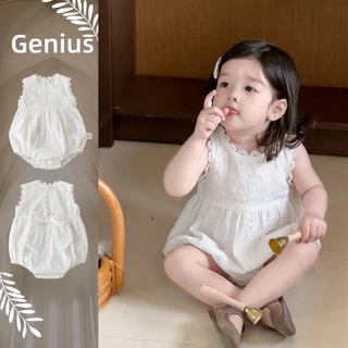 โบว์ลูกไม้สีขาวยอดฮิตสำหรับเด็ก 0-24 เดือน ชุดรอมเปอร์สไตล์เกาหลี ระบายอากาศได้ดี