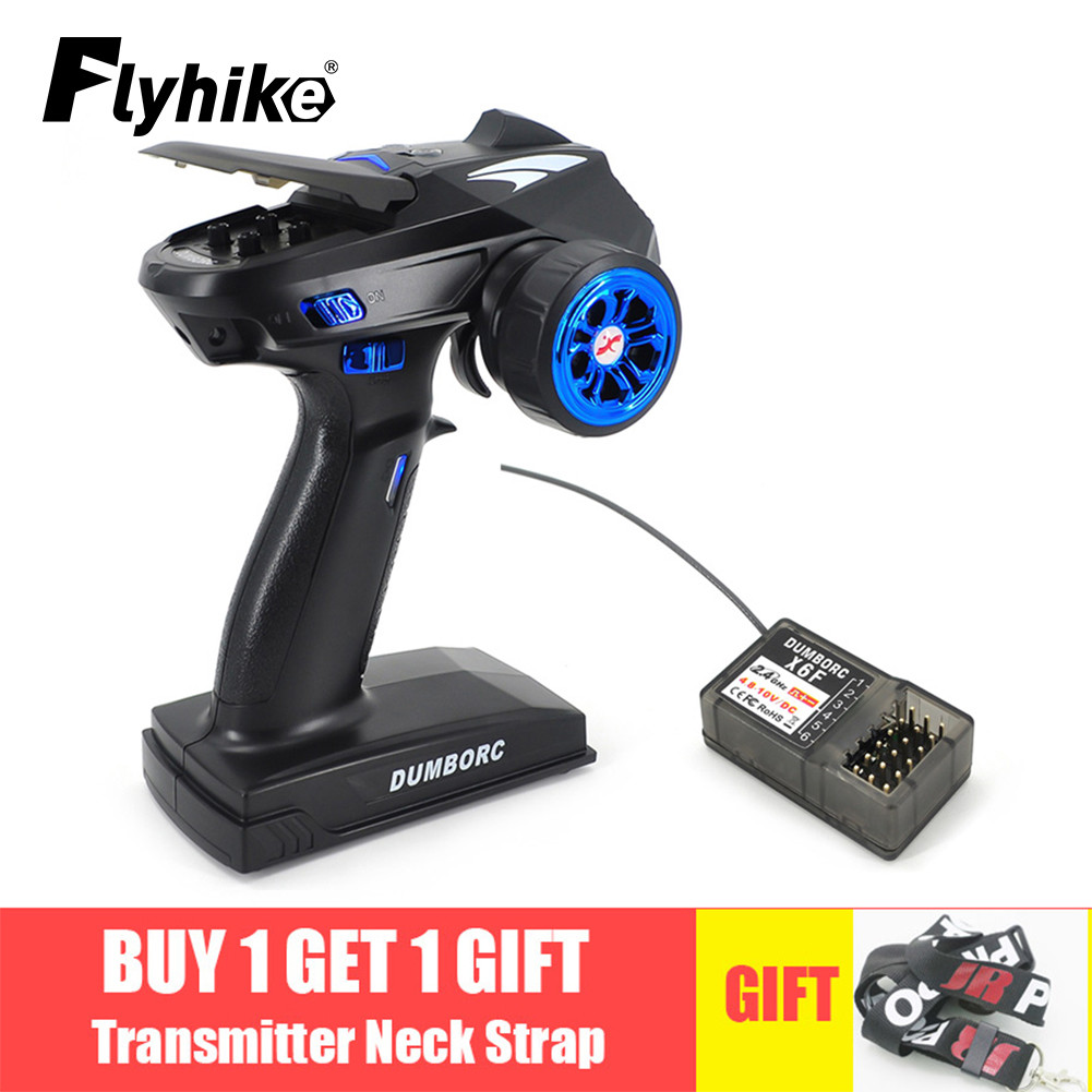 FL DumboRC X6 X4 X6P 2.4G 6CH เครื่องส่งสัญญาณ W/X6FG Gyro X6F รีโมทคอนโทรลสำหรับ1/10 1/8 Crawler ax