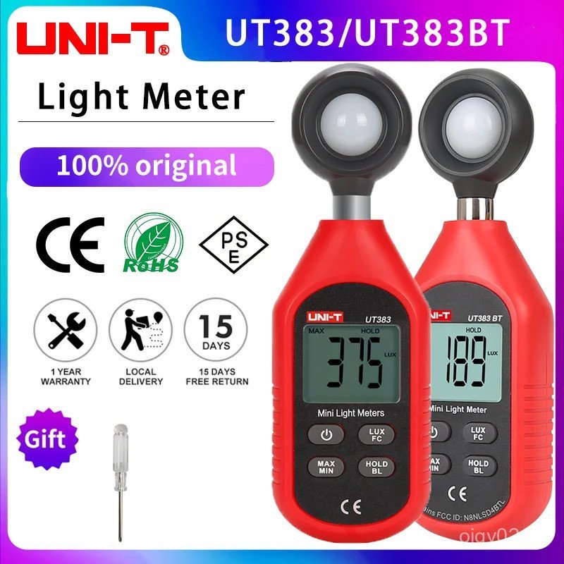 UNI-T UT383 UT383BT เครื่องวัดแสงขนาดเล็ก Digital Professional Luxometer 199900Lux 18500FC Illuminom