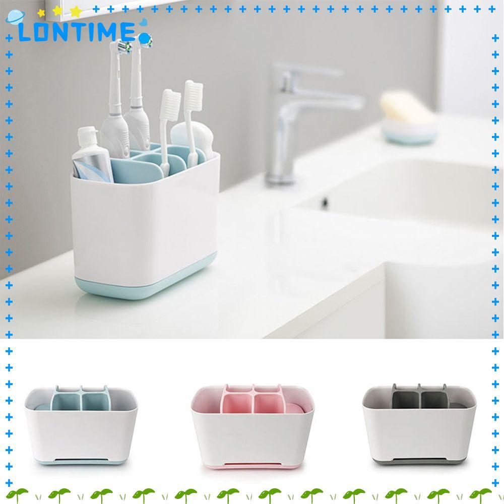 LONTIME ที่ใส่แปรงสีฟันชั้นวางแปรงฟันที่ใช้งานได้จริงอุปกรณ์ห้องน้ํามัลติฟังก์ชั่น