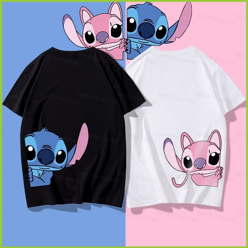 เสื้อยืดอะนิเมะ PS2 Stitch แบบ 3D คอสเพลย์การ์ตูนน่ารัก สำหรับทั้งคู่ ใส่ได้ในฤดูร้อน