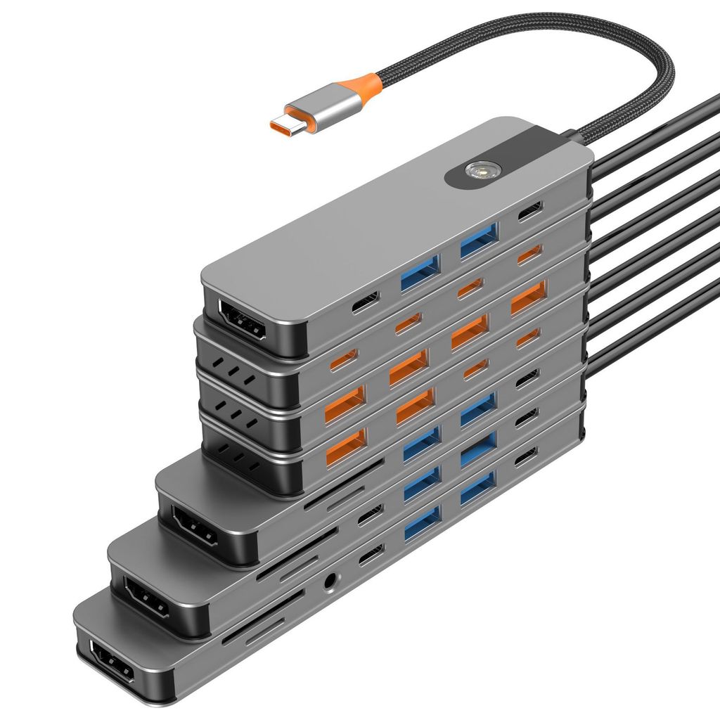 2026 สไตล์ใหม่รุ่นส่วนตัว 8-In-1 Docking Station 4k60 Converter Multi-Port Hub One-Button หน้าจออินเ