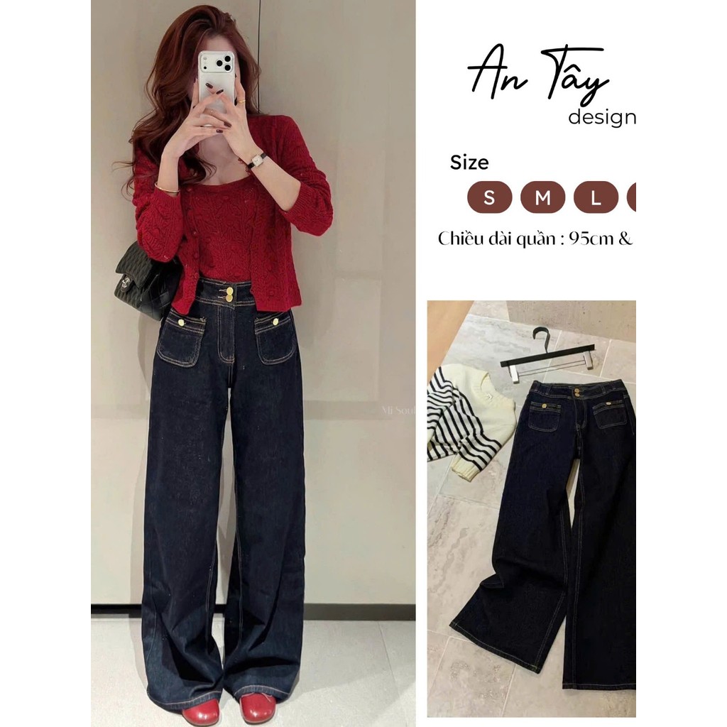 STRAIGHT JEANS 8495 ยาว 102 ซม. - BEAUTIFUL FORM และพื้น [AN TAY STORE68]