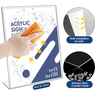 ป้ายแสดงราคาแบบตั้งโต๊ะ Acrylic แนวตั้ง ขนาด A4/A5/A6 แบบโปร่งใส